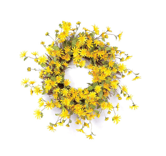 Yellow Daisy Floral Wreath 23"D