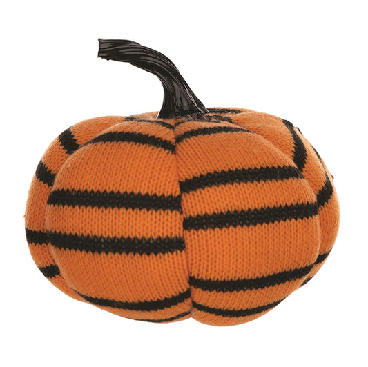 Plush Halloween Striped Pumpkin 5"H