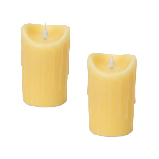 Simplux Designer LED Dripping Candle with Moving Flame and Remote (Set of 2)