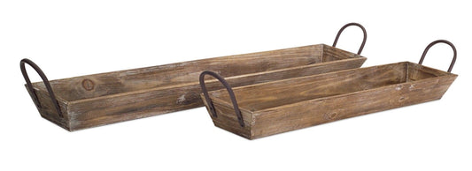 Wooden Tray with Handles (Set of 2)