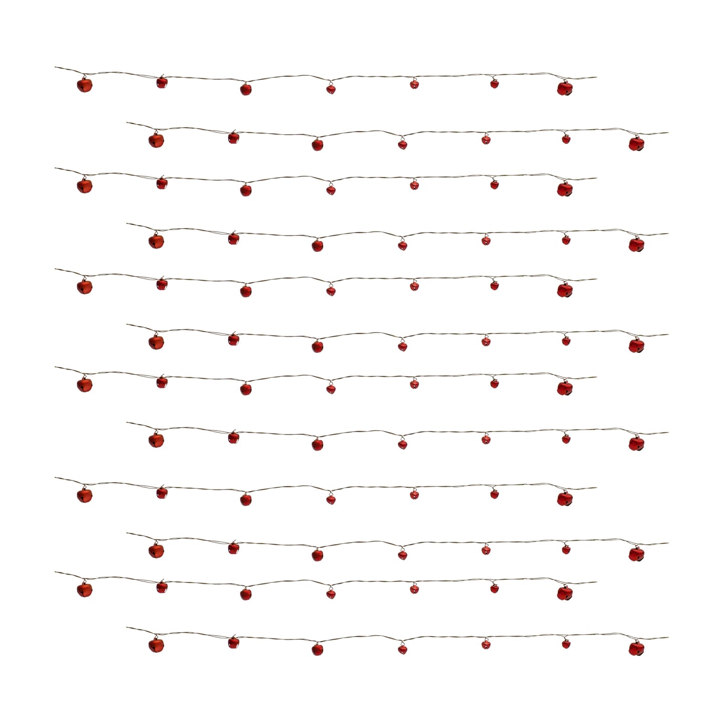 Red Sleigh Bell Twine Strand (Set of 12)