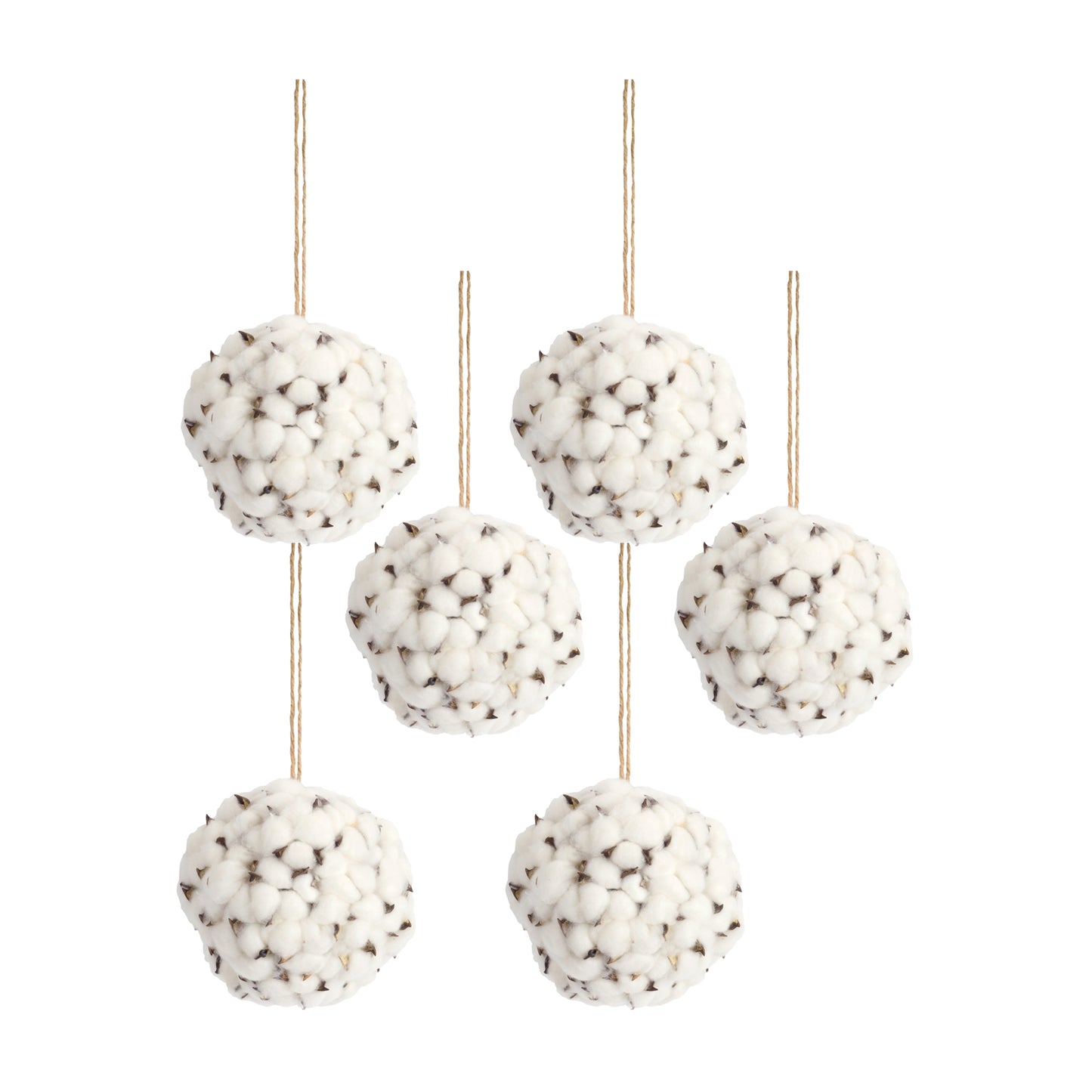 Cotton Orb with Twine Hanger (Set of 6)
