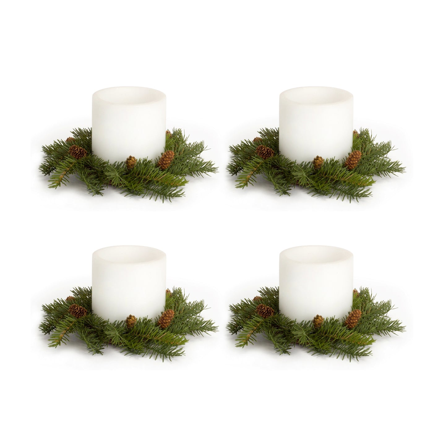 Pine Candle Ring with Pinecone Accents (Set of 4)