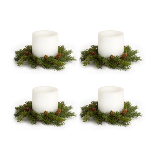 Pine Candle Ring with Pinecone Accents (Set of 4)