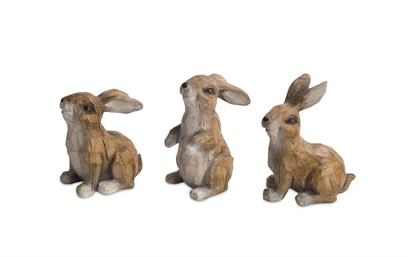 Carved Stone Garden Rabbit Figurine (Set of 6)