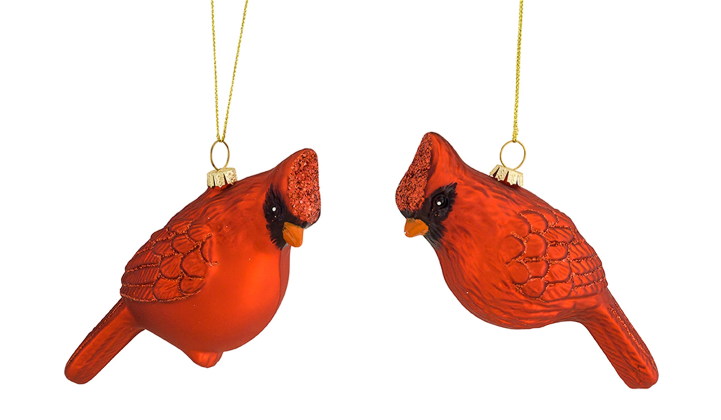 Glass Cardinal Bird Ornament (Set of 12)