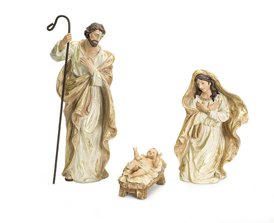 Nativity Holy Family Figurines with Gold Accents (Set of 3)
