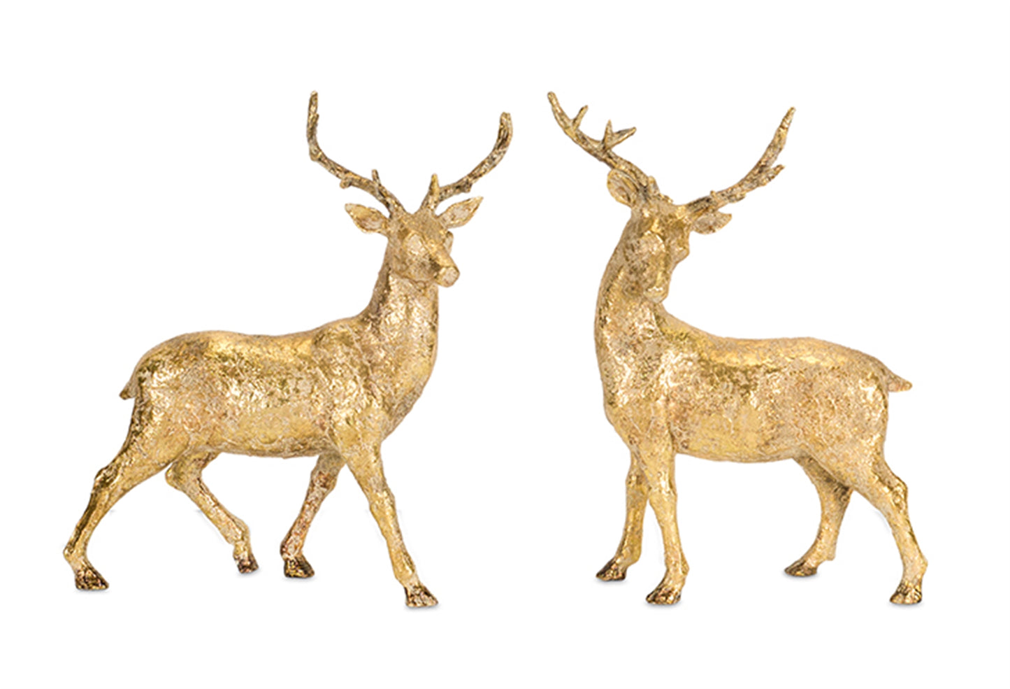 Holiday Deer Figurine with Gold Finish (Set of 2)