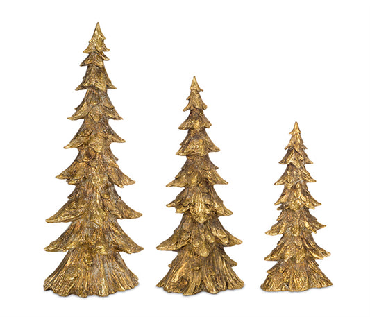 Rustic Gold Tabletop Holiday Tree (Set of 3)