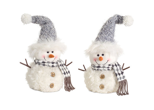 Plush Holiday Snowman Shelf Sitter with Hat and Scarf (Set of 4)