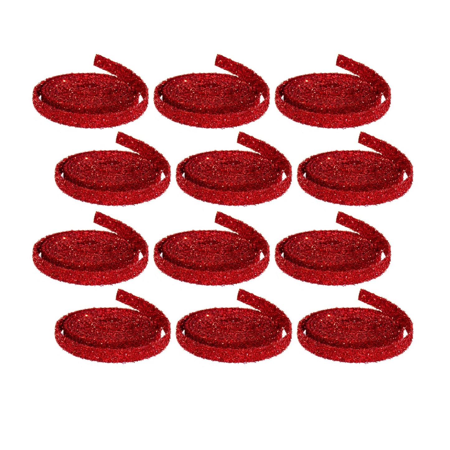 Red Glitter Rope Ribbon (Set of 12 Rolls)