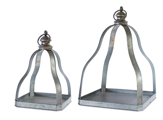 Galvanized Metal Lantern with Open Design (Set of 2)