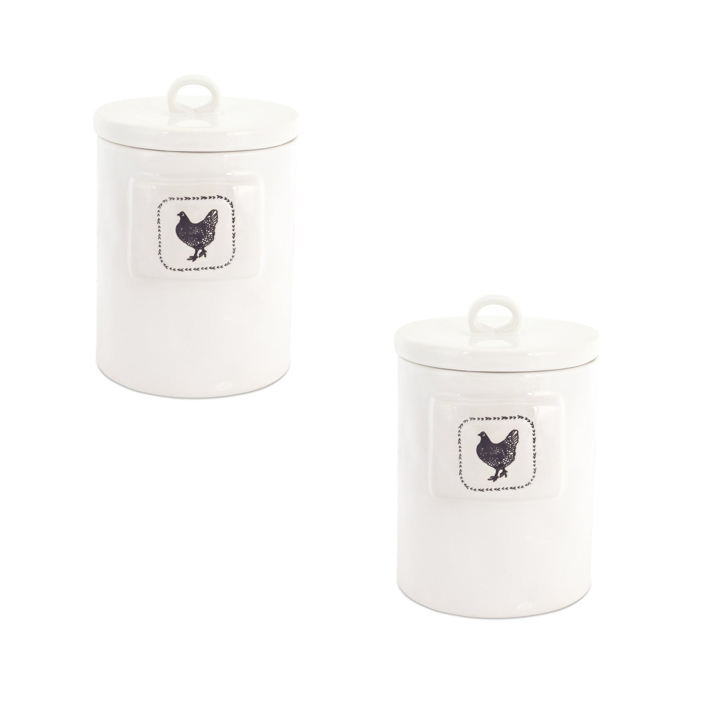 Stoneware Farmhouse Chicken Canister with Lid (Set of 2)