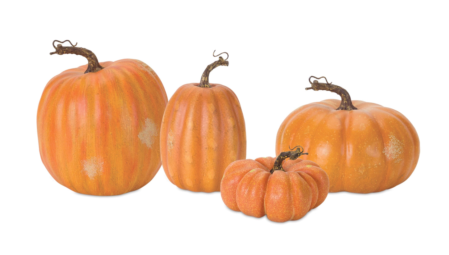 Assorted Foam Pumpkin with Curly Stem (Set of 4)