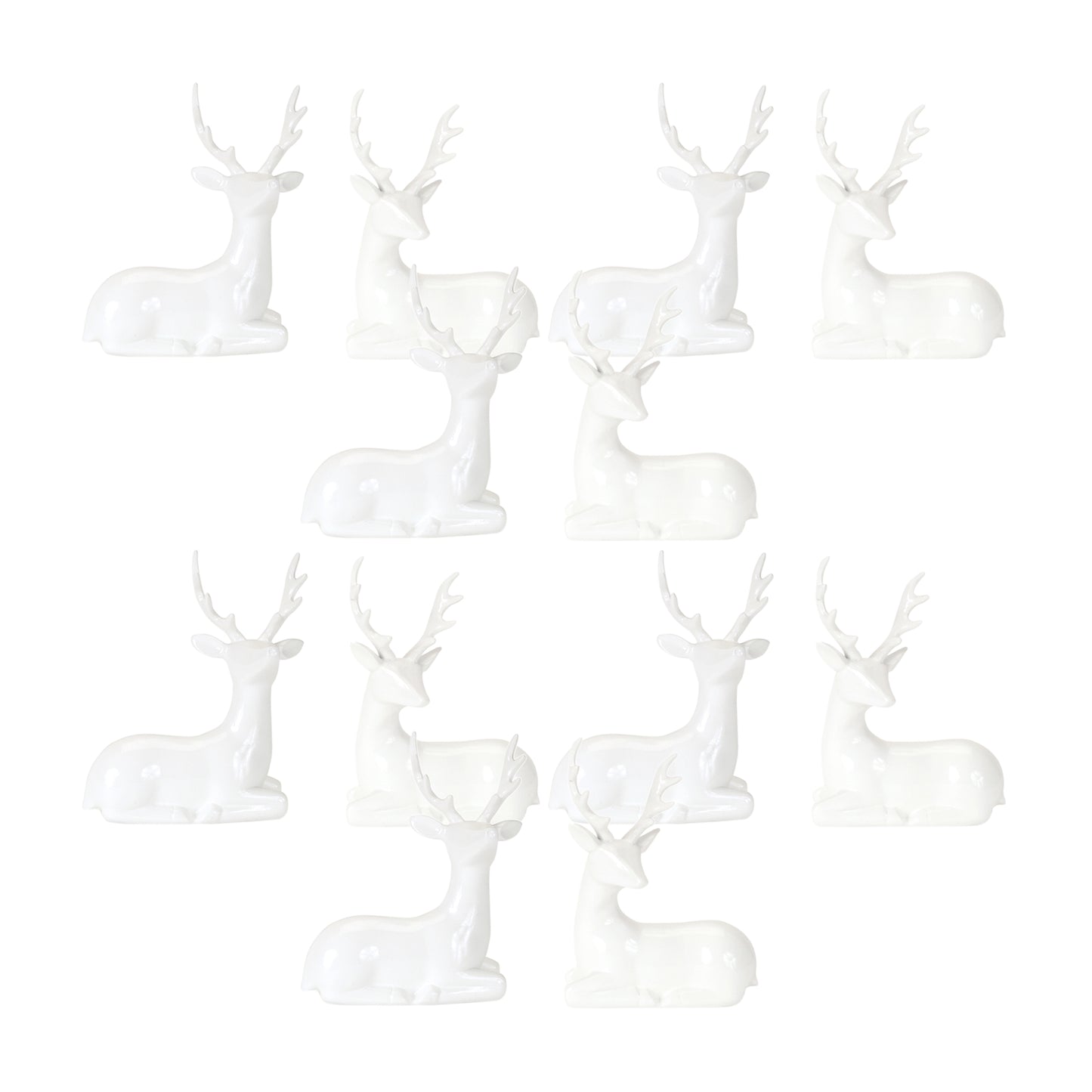 Modern White Winter Deer Figurine (Set of 2)