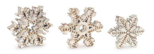 Beaded Wood Design Snowflake Décor (Set of 3)