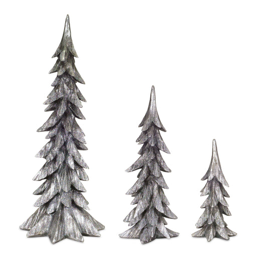 Silver Shimmer Holiday Tree Decor (Set of 3)