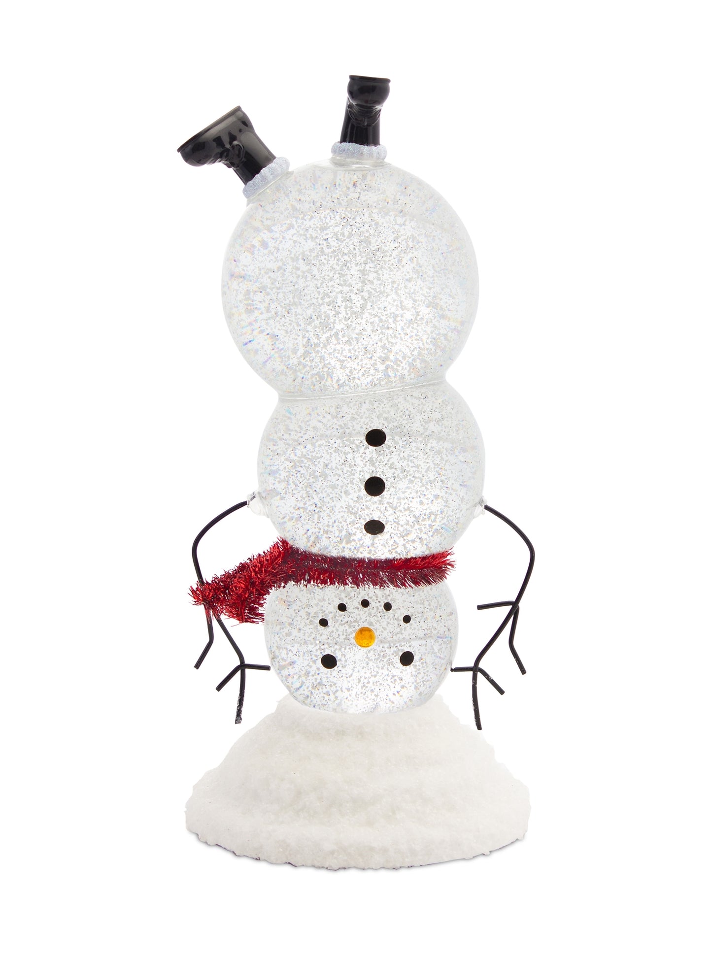 LED Playful Snowman Snow Globe with Scarf 10.5"H