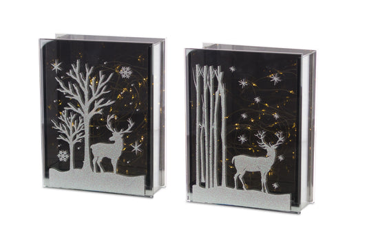 LED Lighted Woodland Deer Scene Table Piece (Set of 2)
