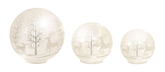 LED Frosted Glass Woodland Deer Orb (Set of 3)