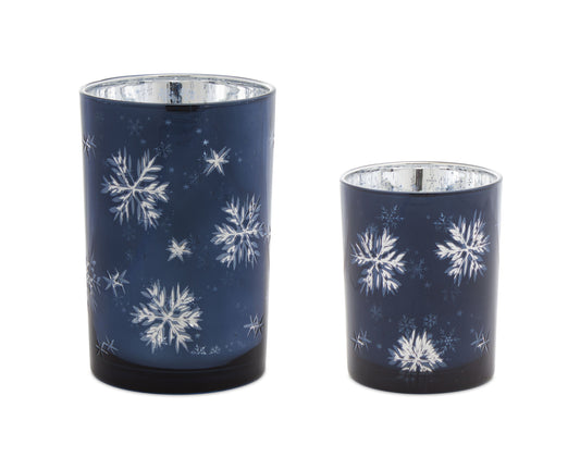 Frosted Votive Candle Holder with Snowflake Design (Set of 2)