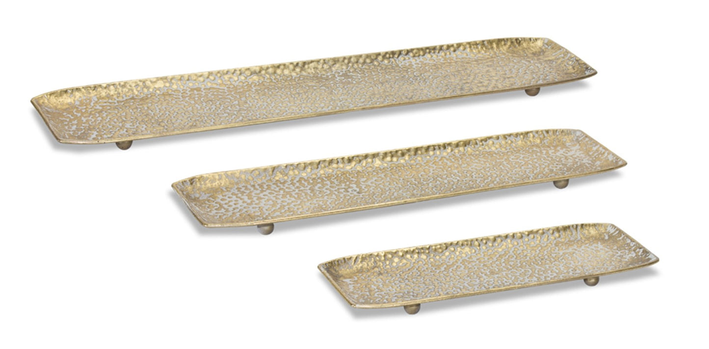 Hammered Metal Tray with Washed Finish (Set of 3)