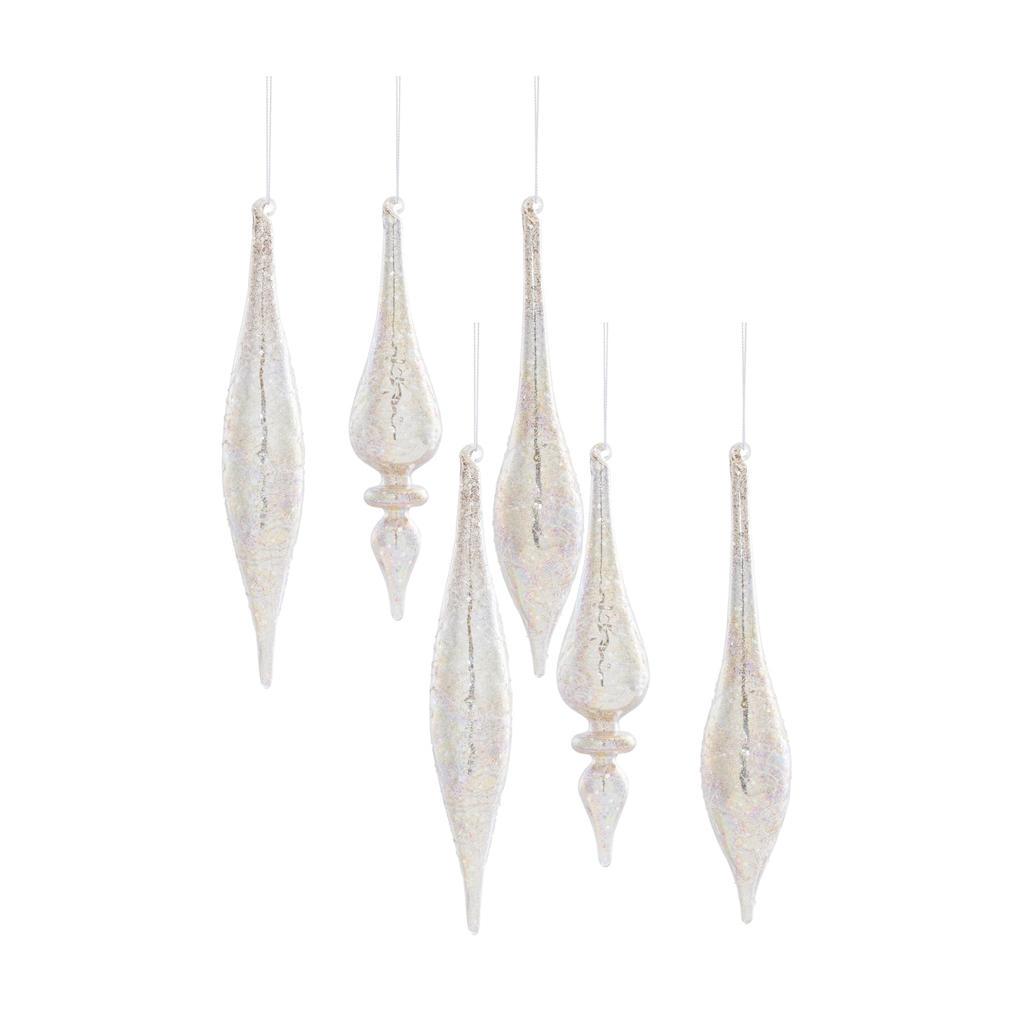 Champagne Jeweled Glass Drop Ornament (Set of 6)