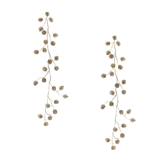 Frosted Pine Cone Twig Garland (Set of 2)