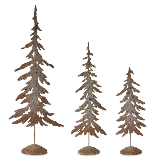 Rustic Metal Tree Cut Out Décor (Set of 3)
