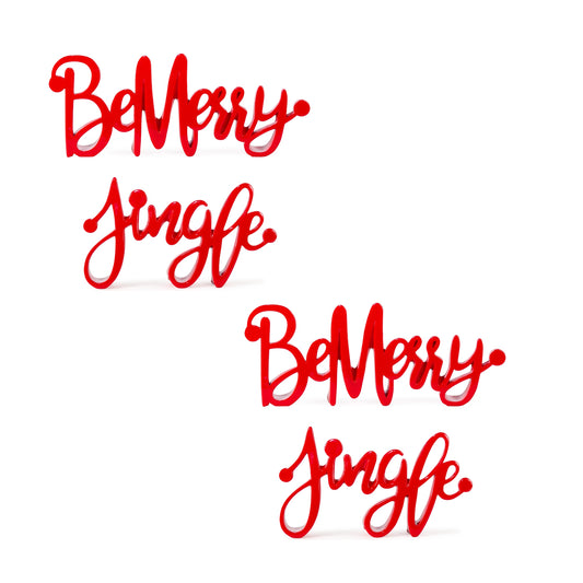 Merry and Jigle Cut Out Sentiment Sign (Set of 4)
