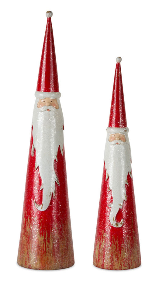 Frosted Santa Cone Décor (Set of 2)