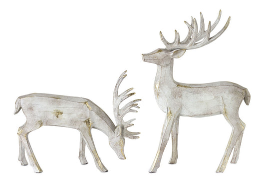 Gold Brushed Winter Deer Figurine (Set of 2)