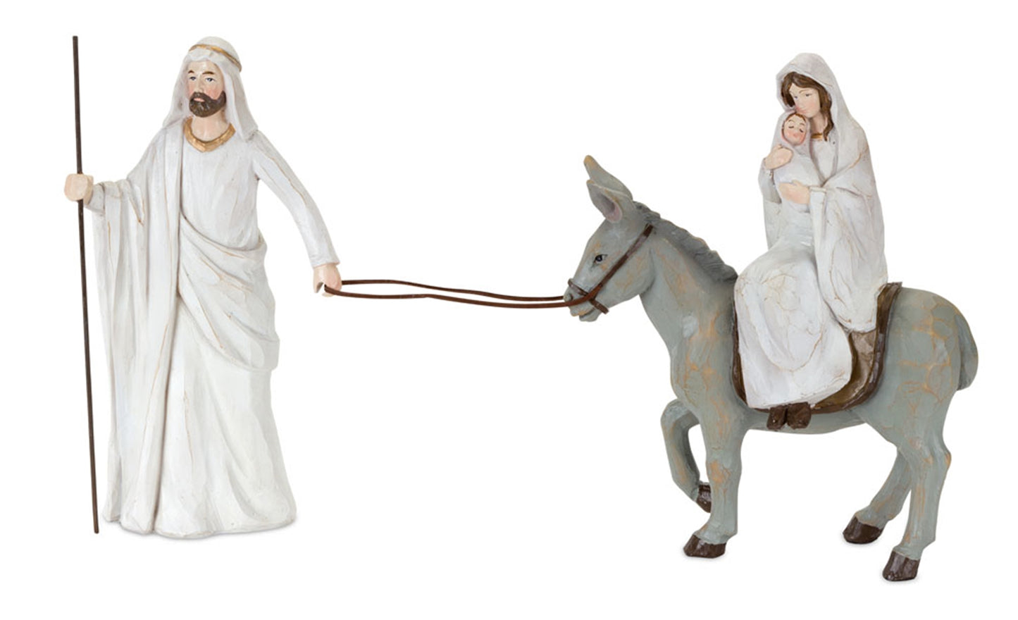 Holiday Family with Donkey and Baby Figurine 11"H