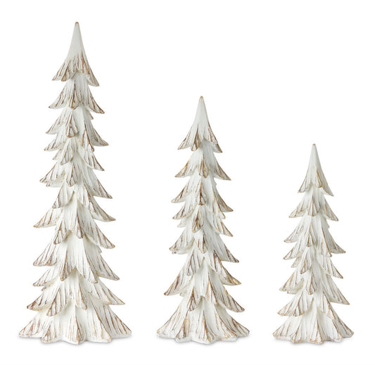 Carved Wood Design Pine Tree Décor (Set of 3)