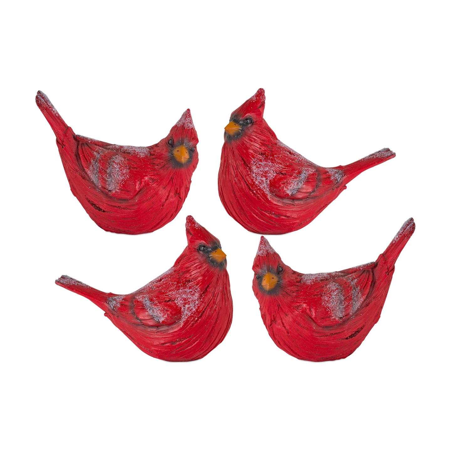 Frosted Cardinal Bird Figurine (Set of 4)