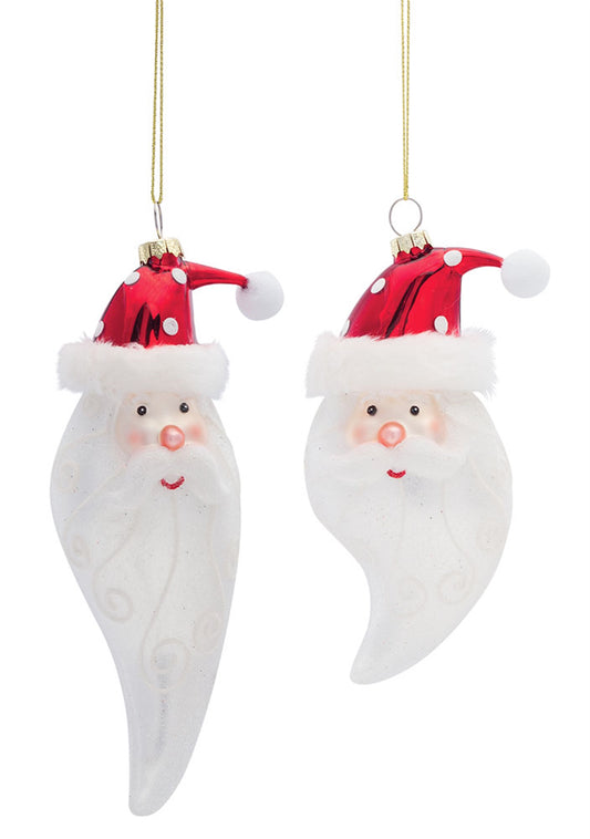Whimsical Santa Head Glass Tree Ornament (Set of 6)