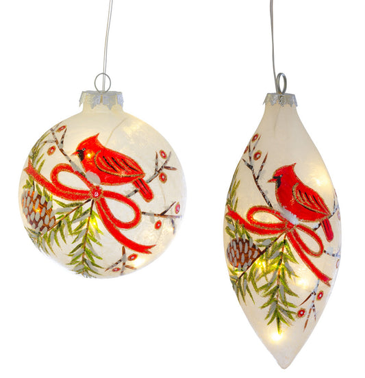 LED Lighted Cardinal Bird Tree Ornament (Set of 4)