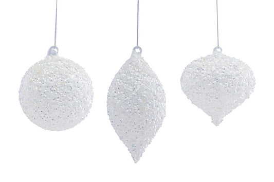 Silver Beaded Glass Tree Ornament (Set of 6)
