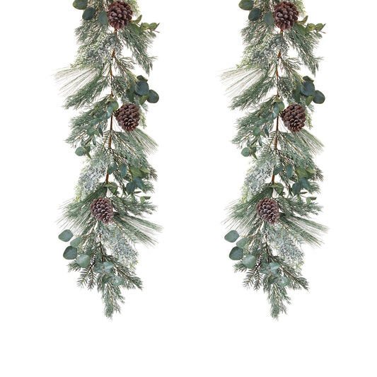 Frosted Pine and Eucalyptus Holiday Garland (Set of 2)