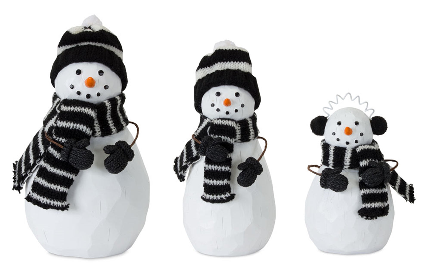 Holiday Snowman Family Figurine with Hat and Scarf Accent (Set of 3)