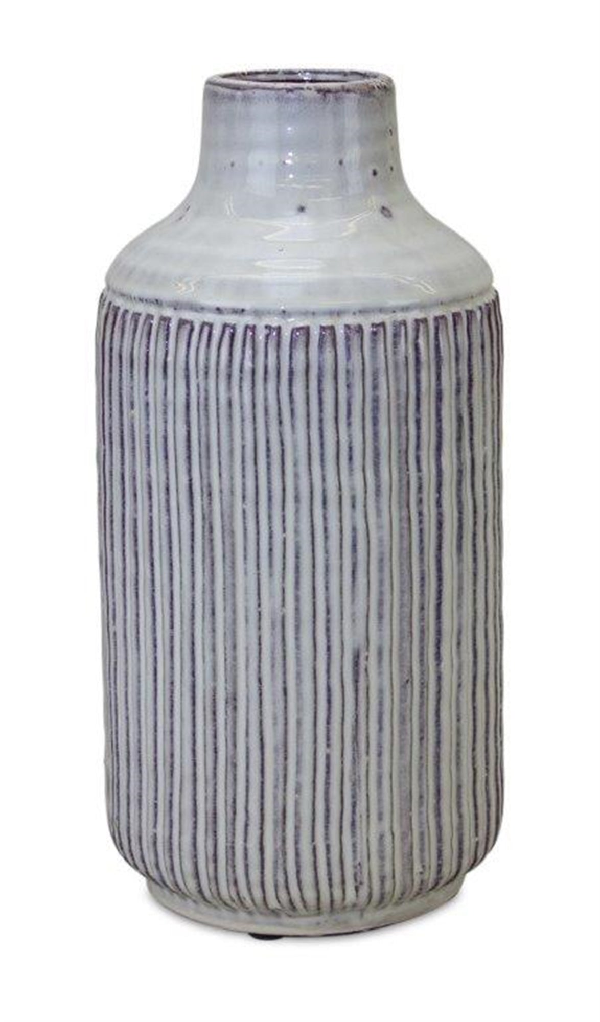 Rustic Ribbed Terra Cotta Vase 12.25"H