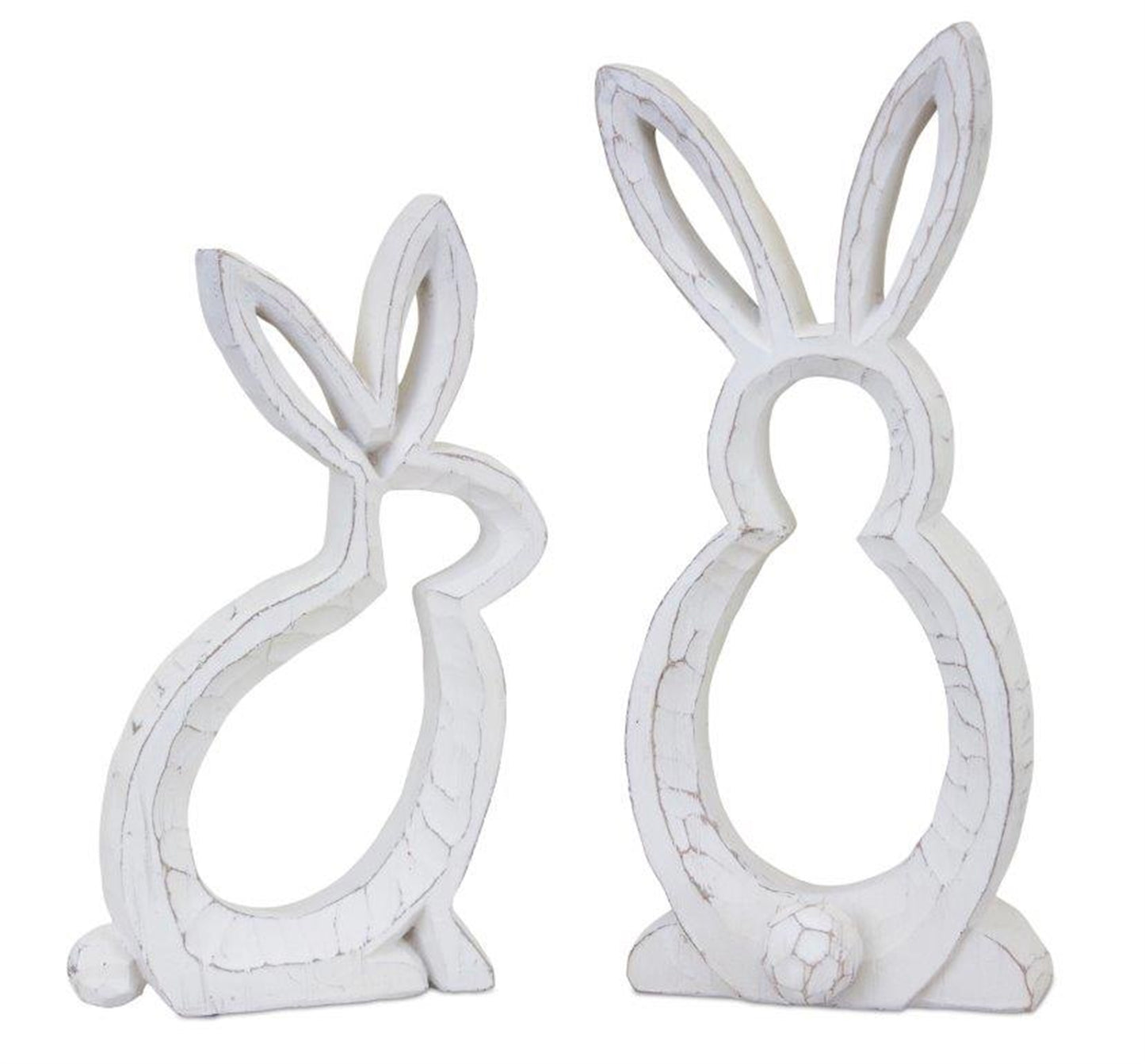 Carved Stone Bunny Outline Décor (Set of 2)