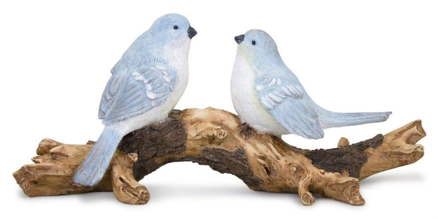 Natural Blue Birds on Branch Figurine 9.5"L