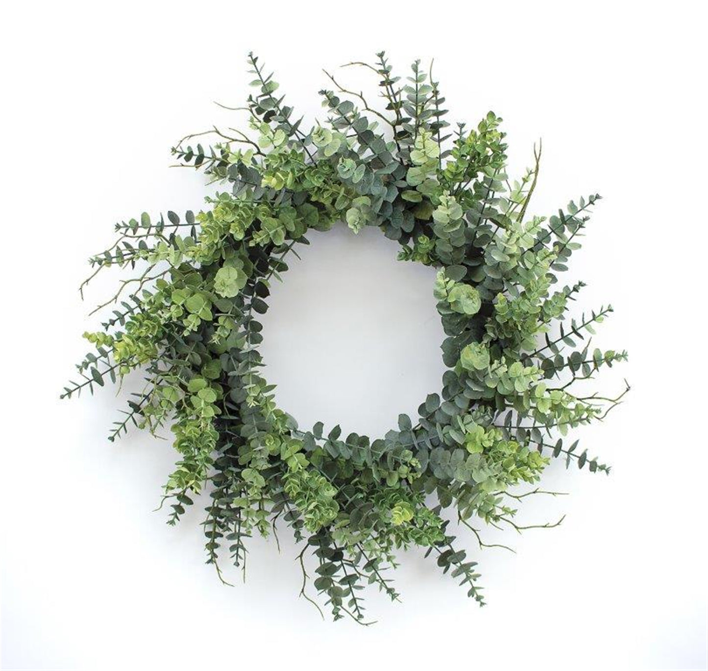 Mixed Eucalyptus Leaf Foliage Wreath with Twig Accents 29"D