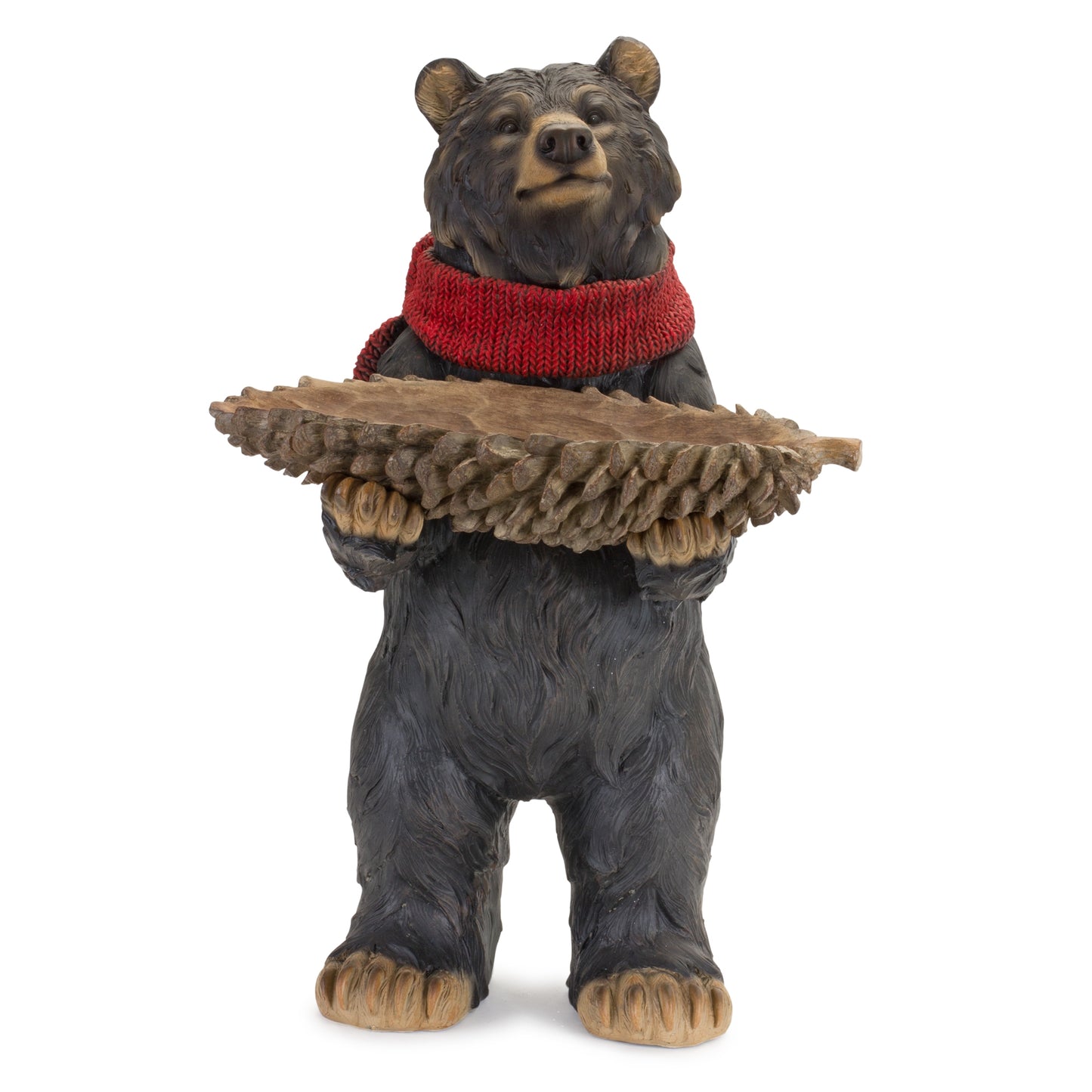Holiday Black Bear with Pine Cone Bowl 21.5"H