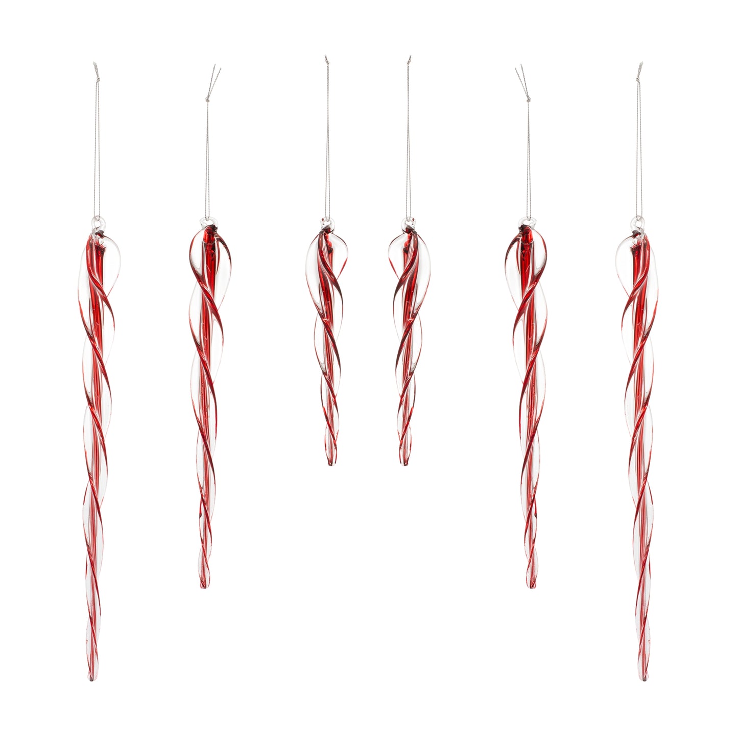 Spiral Glass Icicle Drop Ornament (Set of 6)