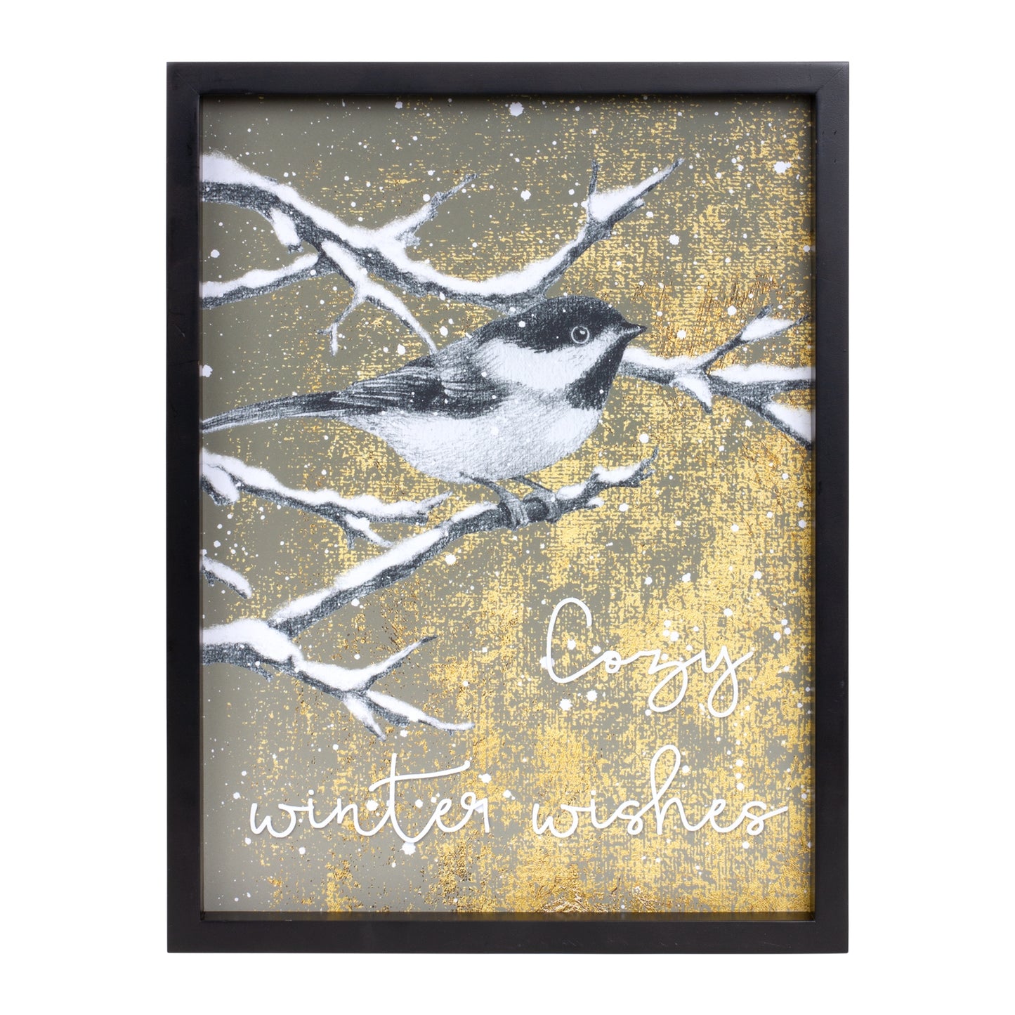 Framed Winter Wishes Bird Print 16"H