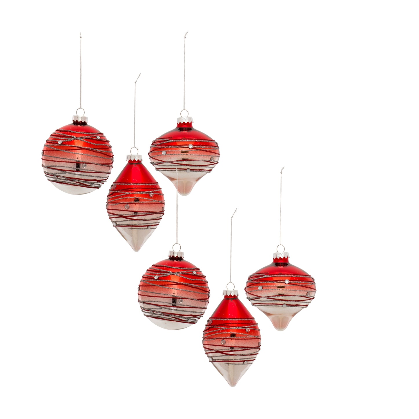 Beaded Ombre Glass Tree Ornament (Set of 6)