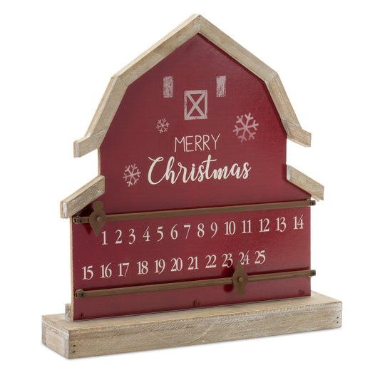 Wooden Barn Christmas Countdown with Metal Accents 13.25"H
