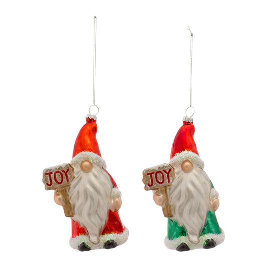 Santa Gnome with Sign Ornament (Set of 12)